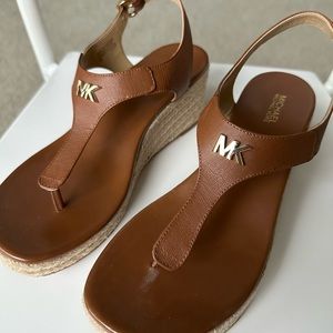 Michael Kors Laney Saffiano Leather Espadrille Wedge Sandal